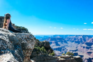 looking out at the Grand Canyon
